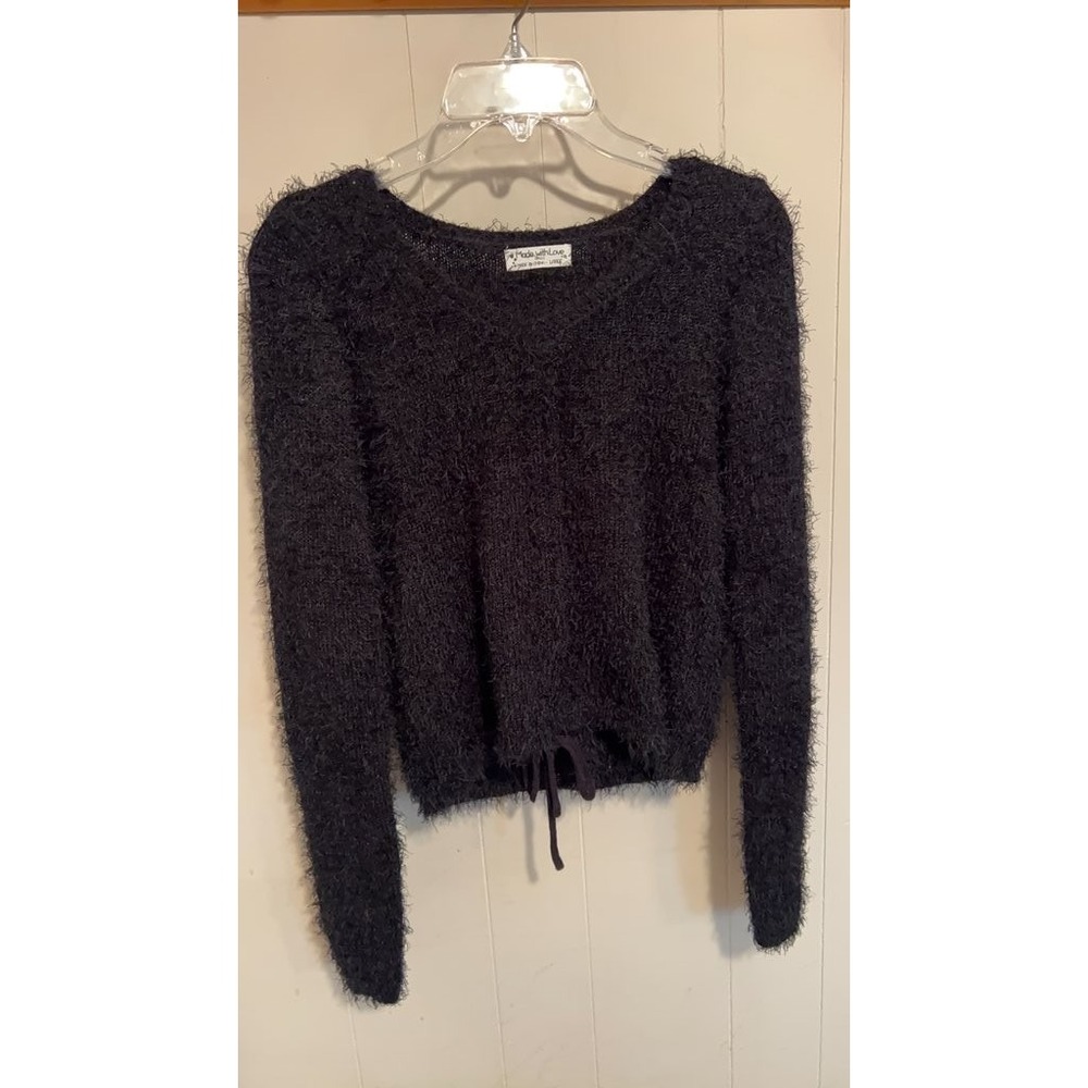Made with Love Black Fuzzy Knit Sweater - Large